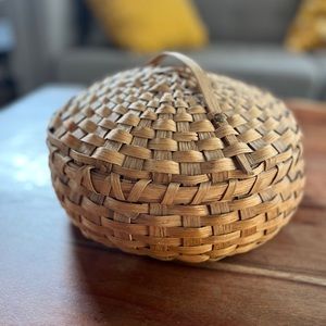 Vintage split oak covered basket in very good condition.